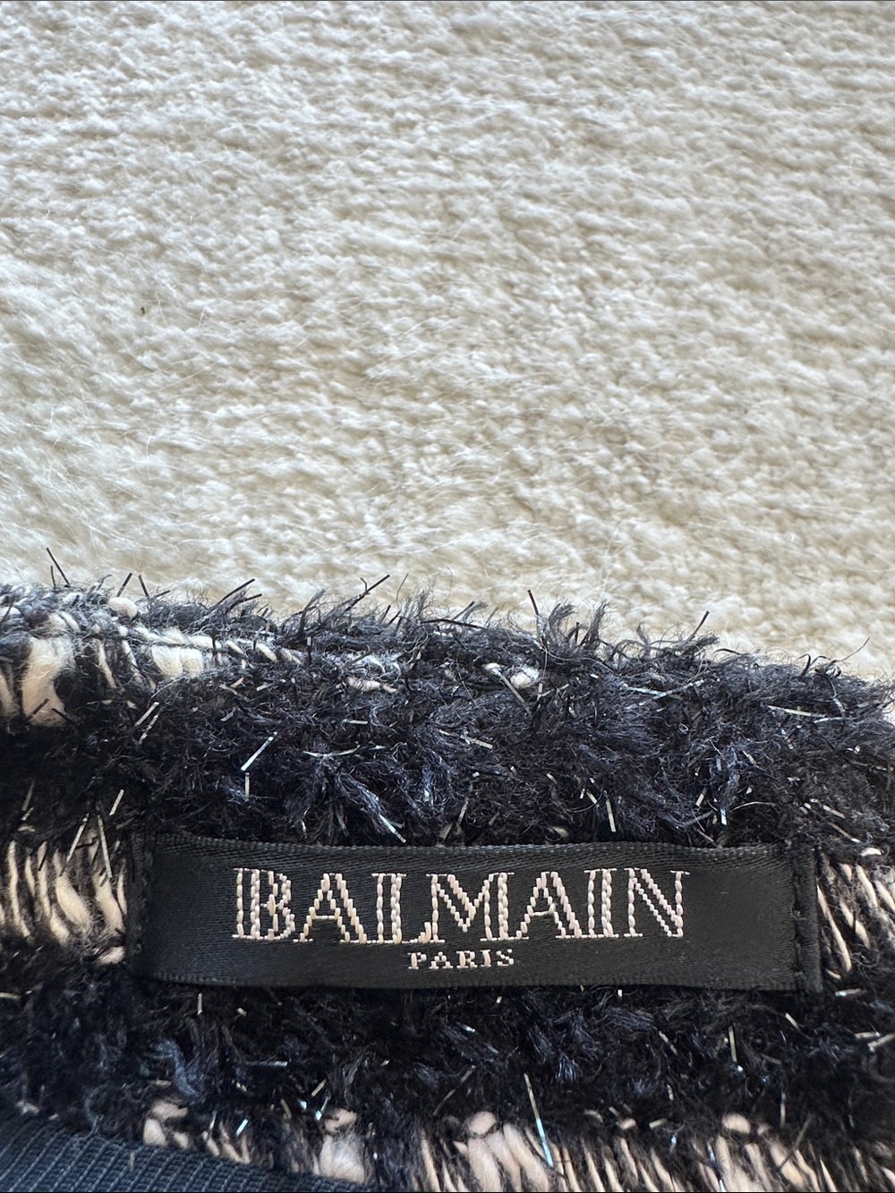 Balmain Black & White Striped Long Sleeve Knit Dress with Gold Buttons - Picture 2 of 4